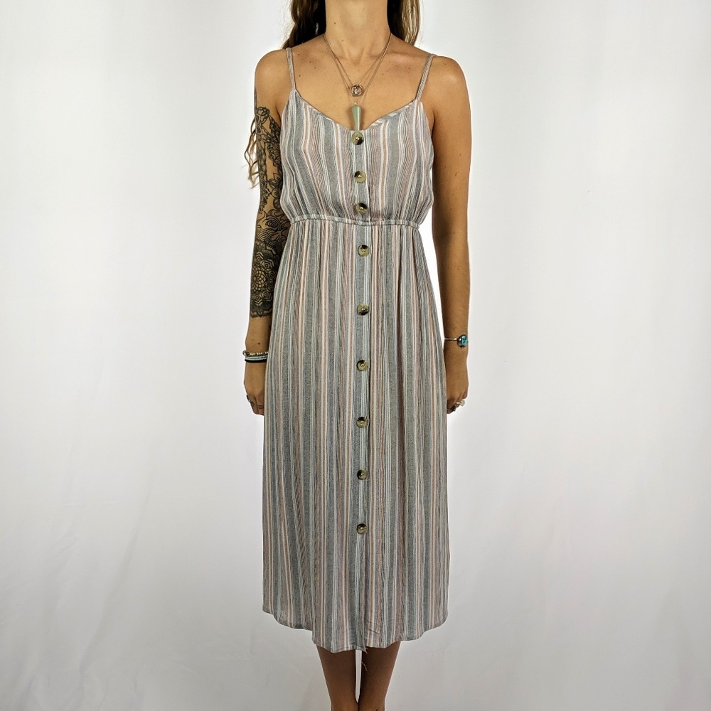 ✨BRAND NEW✨Stripped Boho Long Sundress w/ Buttons